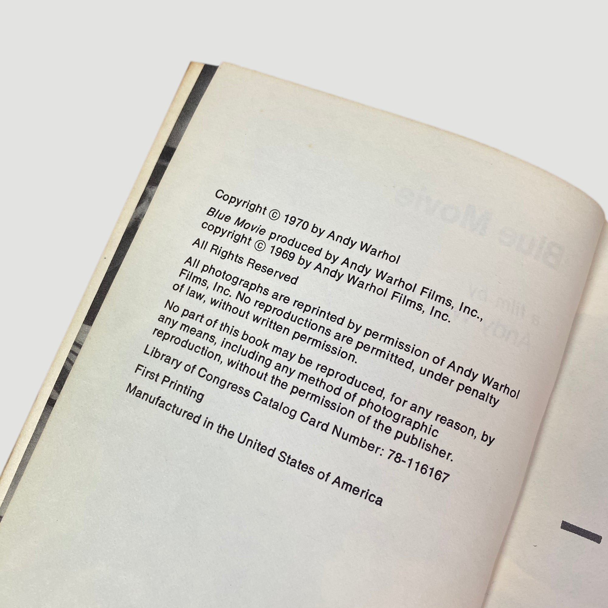 1970 Andy Warhol 'Blue Movie' First Edition