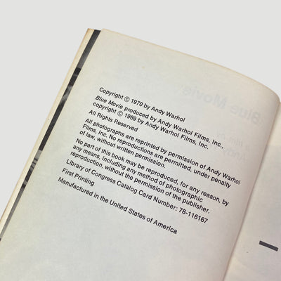 1970 Andy Warhol 'Blue Movie' First Edition