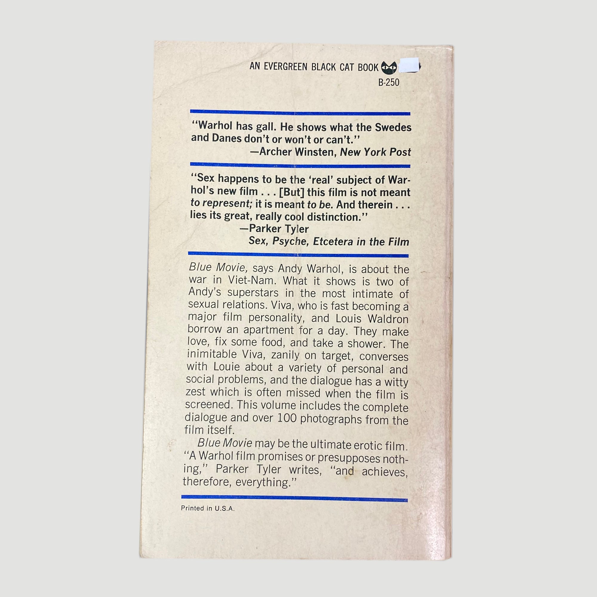 1970 Andy Warhol 'Blue Movie' First Edition