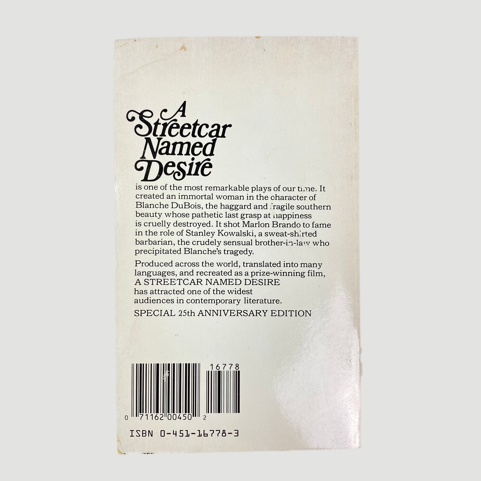 1974 'A Streetcar Named Desire' Tennessee Williams