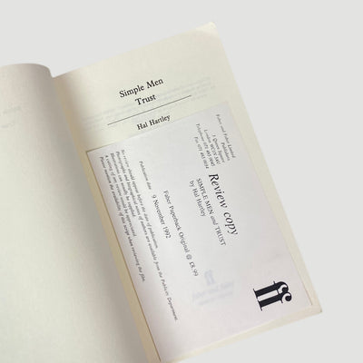 1992 Hal Hartley Simple Men & Trust Screenplays