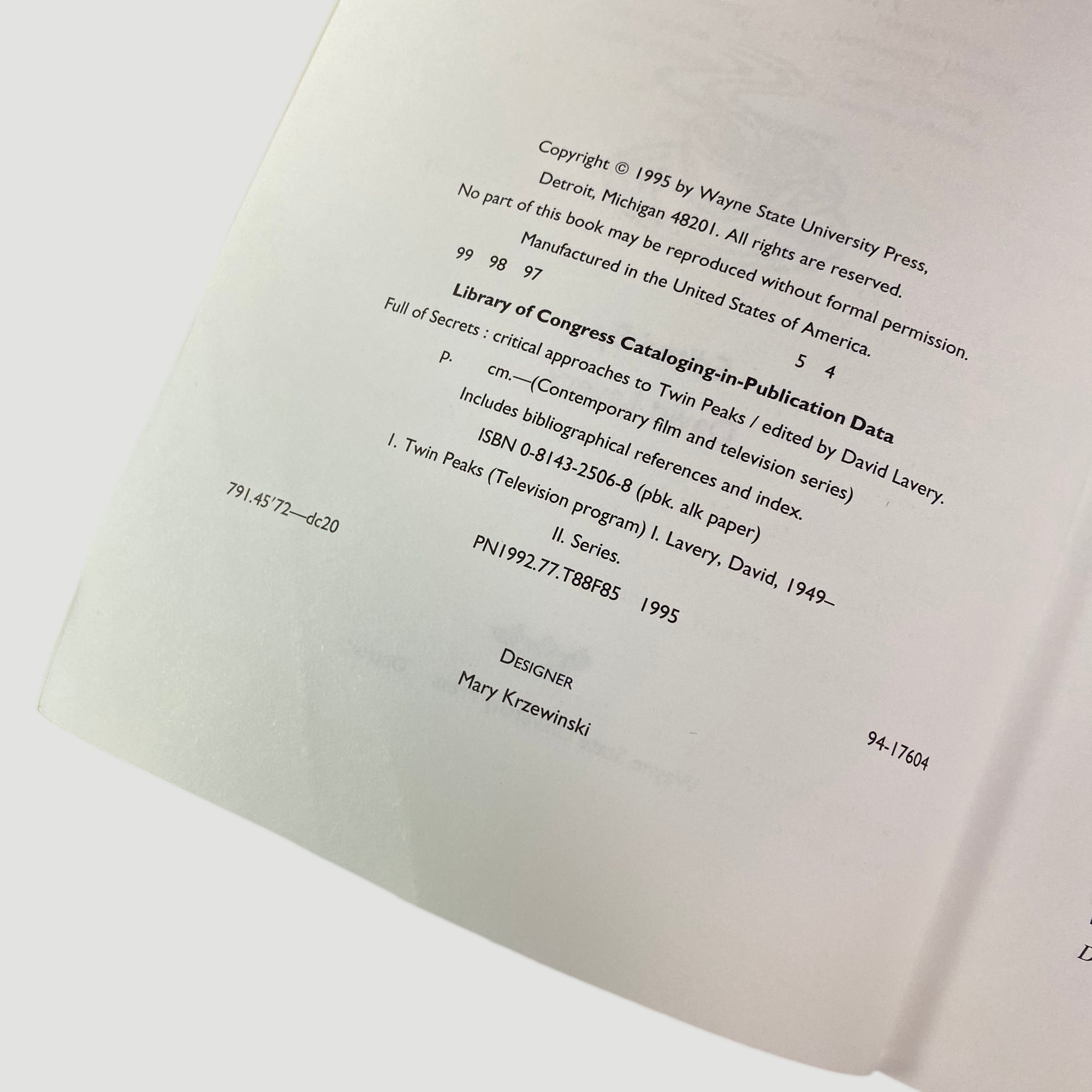 1995 'Full of Secrets: Critical Approaches to Twin Peaks'
