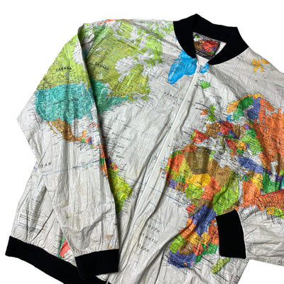 Early 90's Wearin' The World Globe Print Shell Jacket