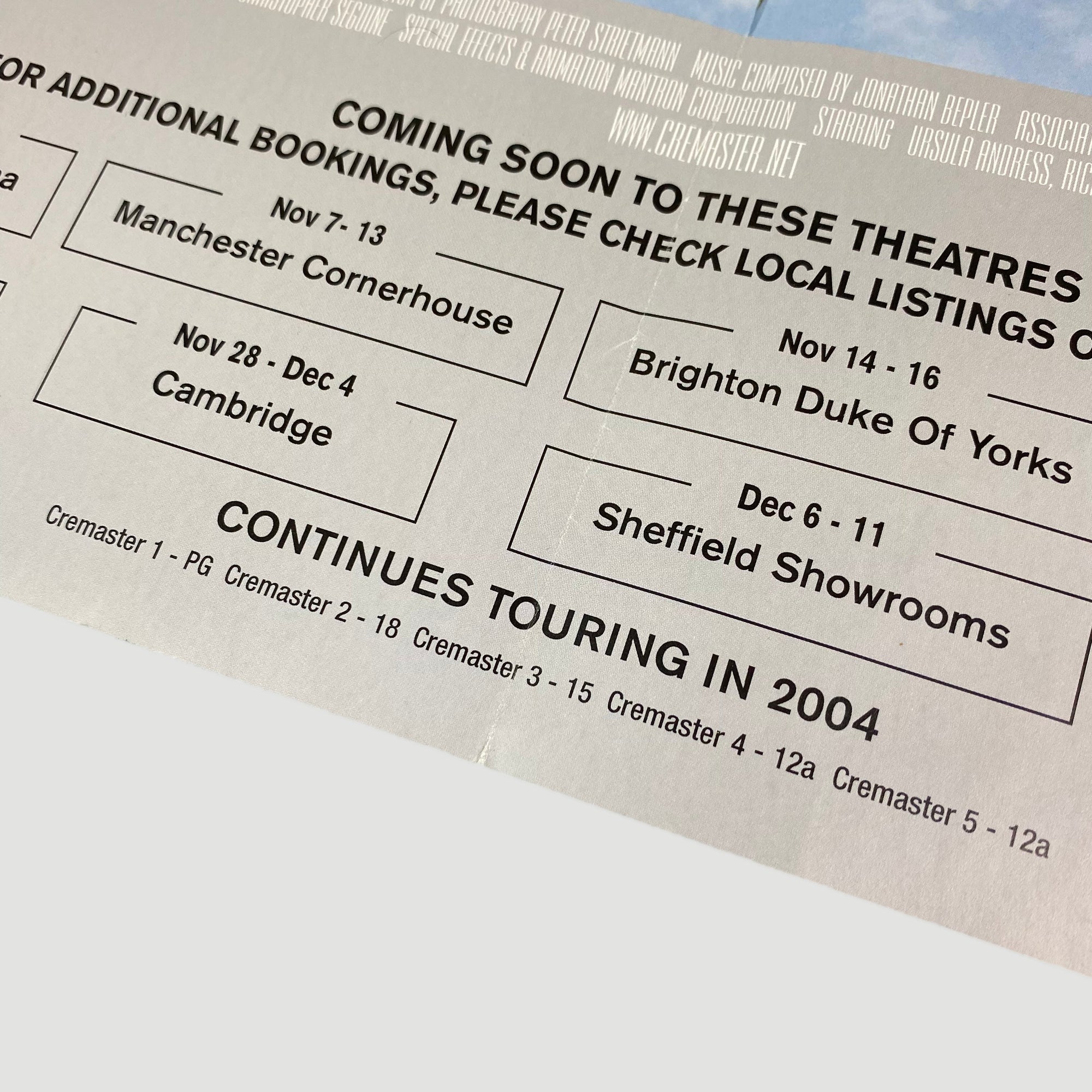 2002 The Cremaster Cycle Lobby Poster