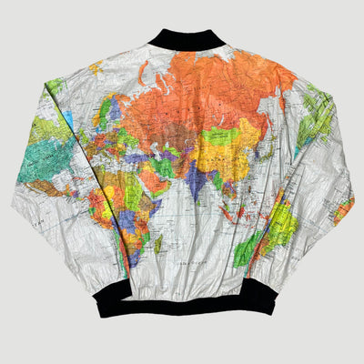 Early 90's Wearin' The World Globe Print Shell Jacket