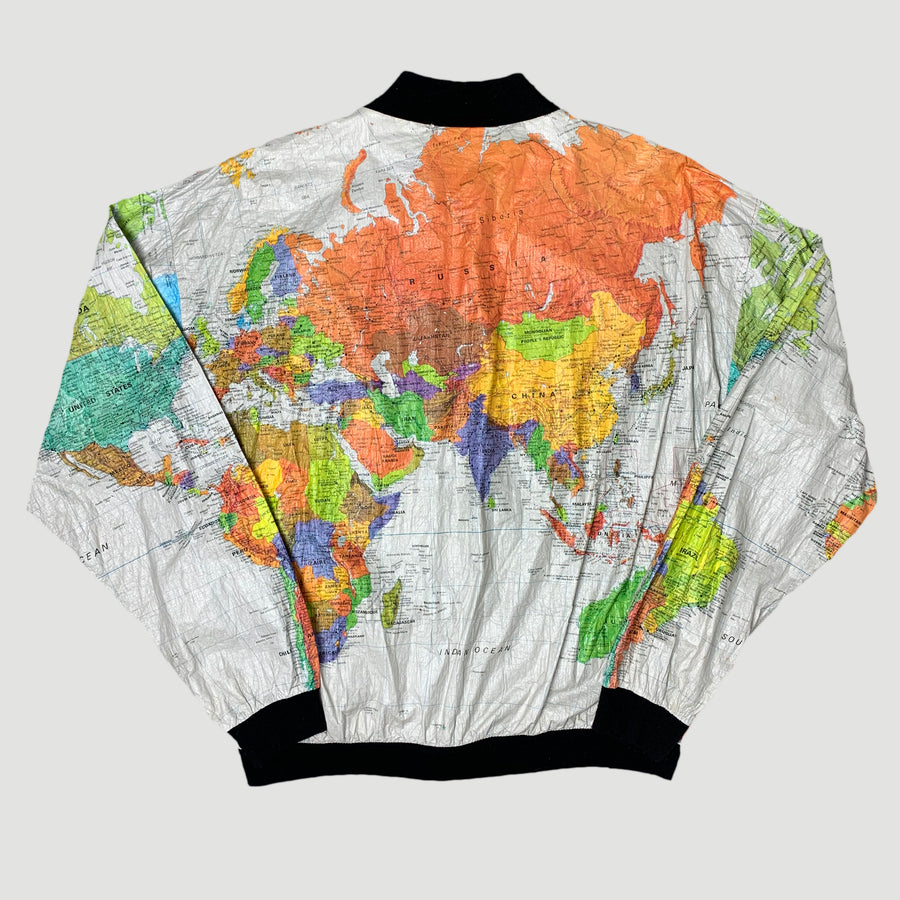 Early 90's Wearin' The World Globe Print Shell Jacket