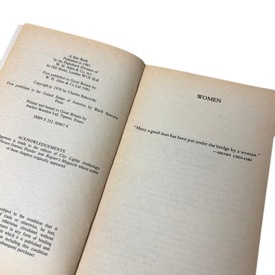 1981 Charles Bukowski 'Women' Paperback