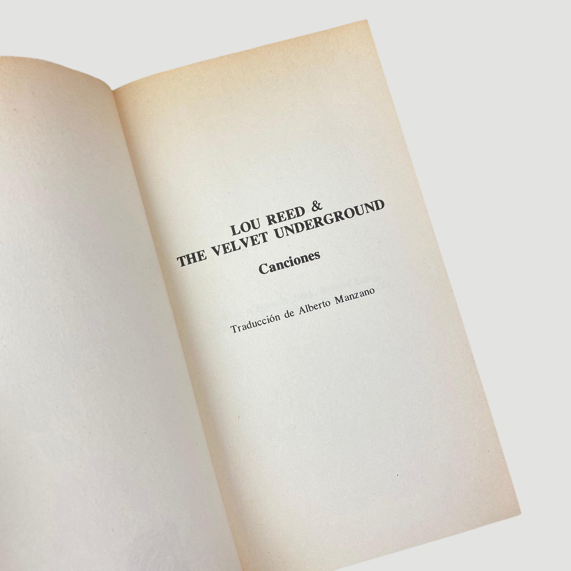 1988 'Lou Reed & The Velvet Underground Canciones' Book