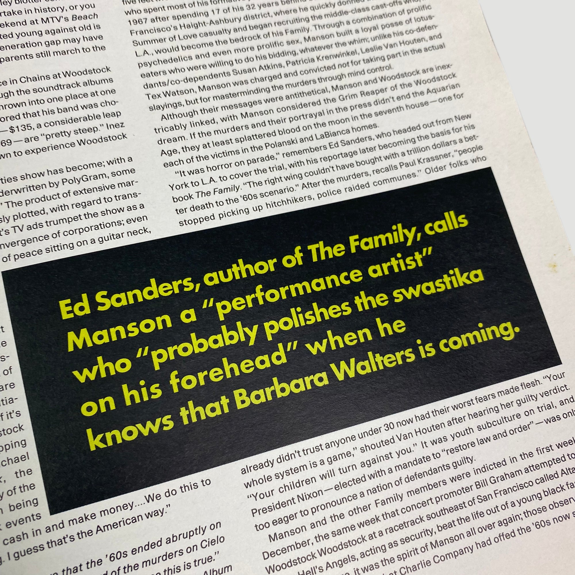 1994 SPIN Magazine Charles Manson/Woodstock Issue