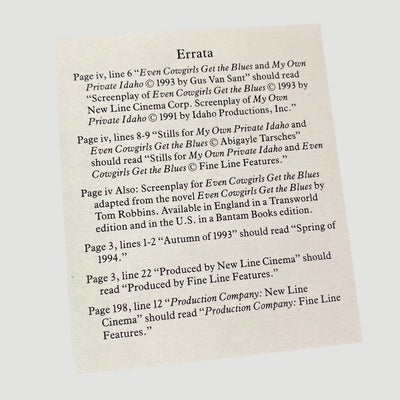 1993 Gus Van Sant 'Private Idaho & Cowgirls' Screenplays