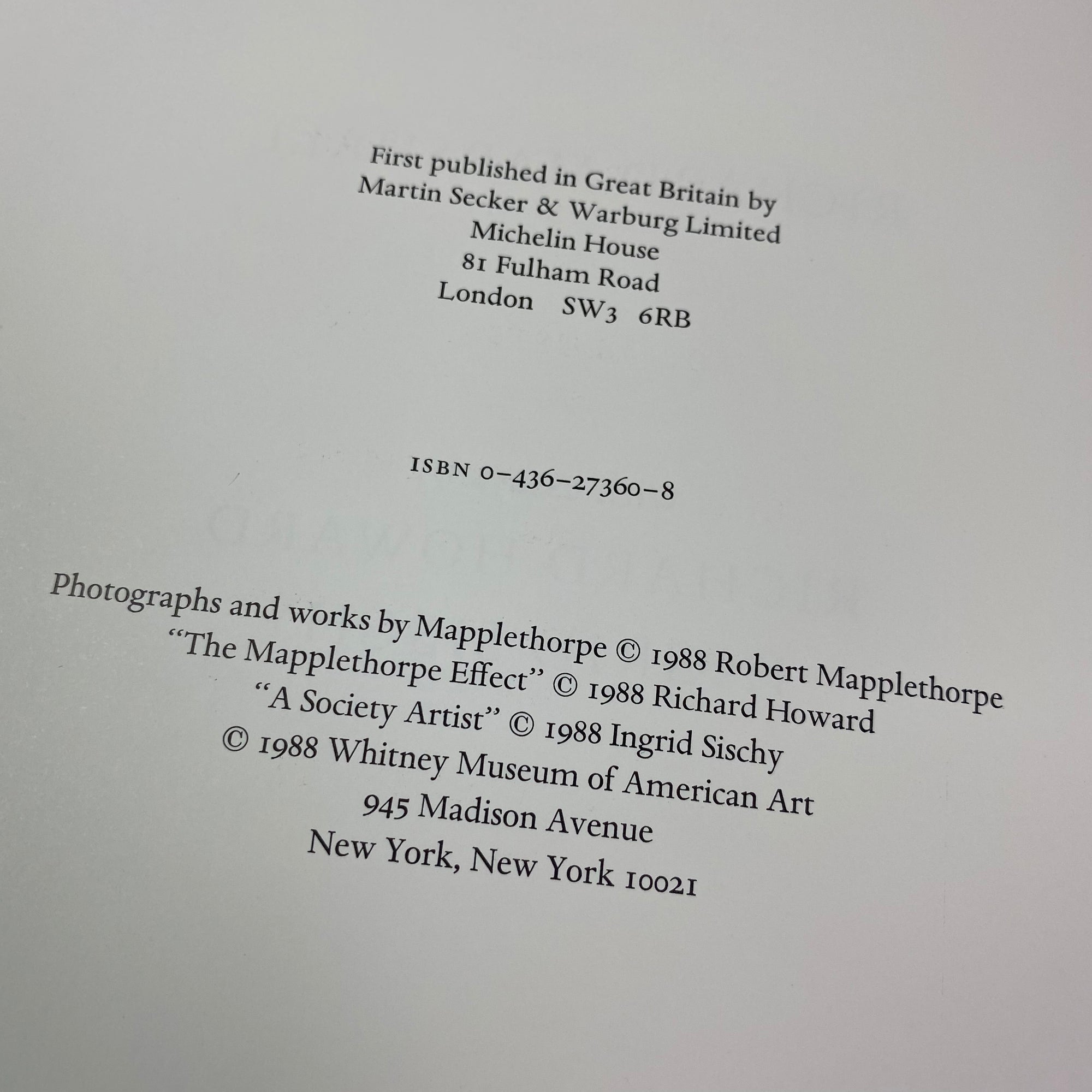 1988 Robert Mapplethorpe Whitney Museum