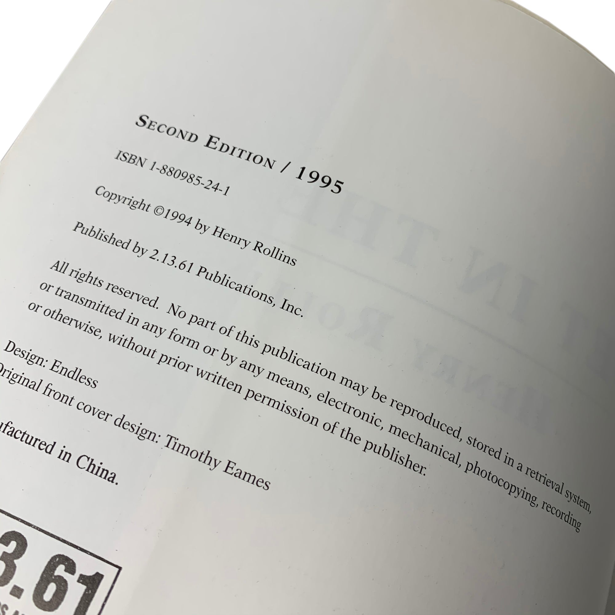 1995 Henry Rollins 'Get In The Van'