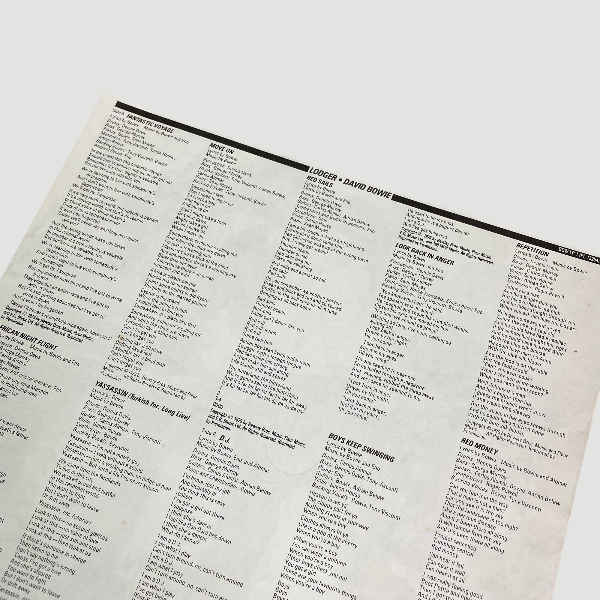 1982 David Bowie Lodger Gatefold Vinyl LP