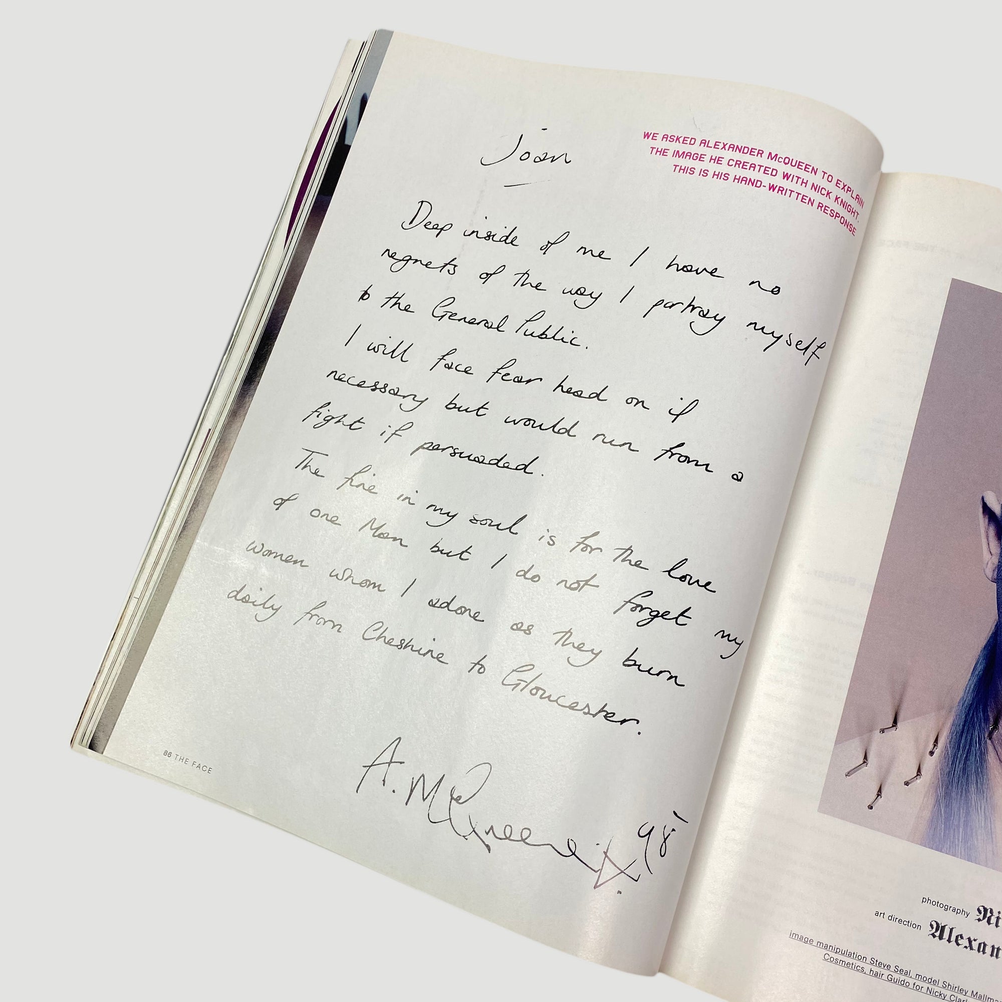 1998 The Face Magazine Alexander McQueen Issue