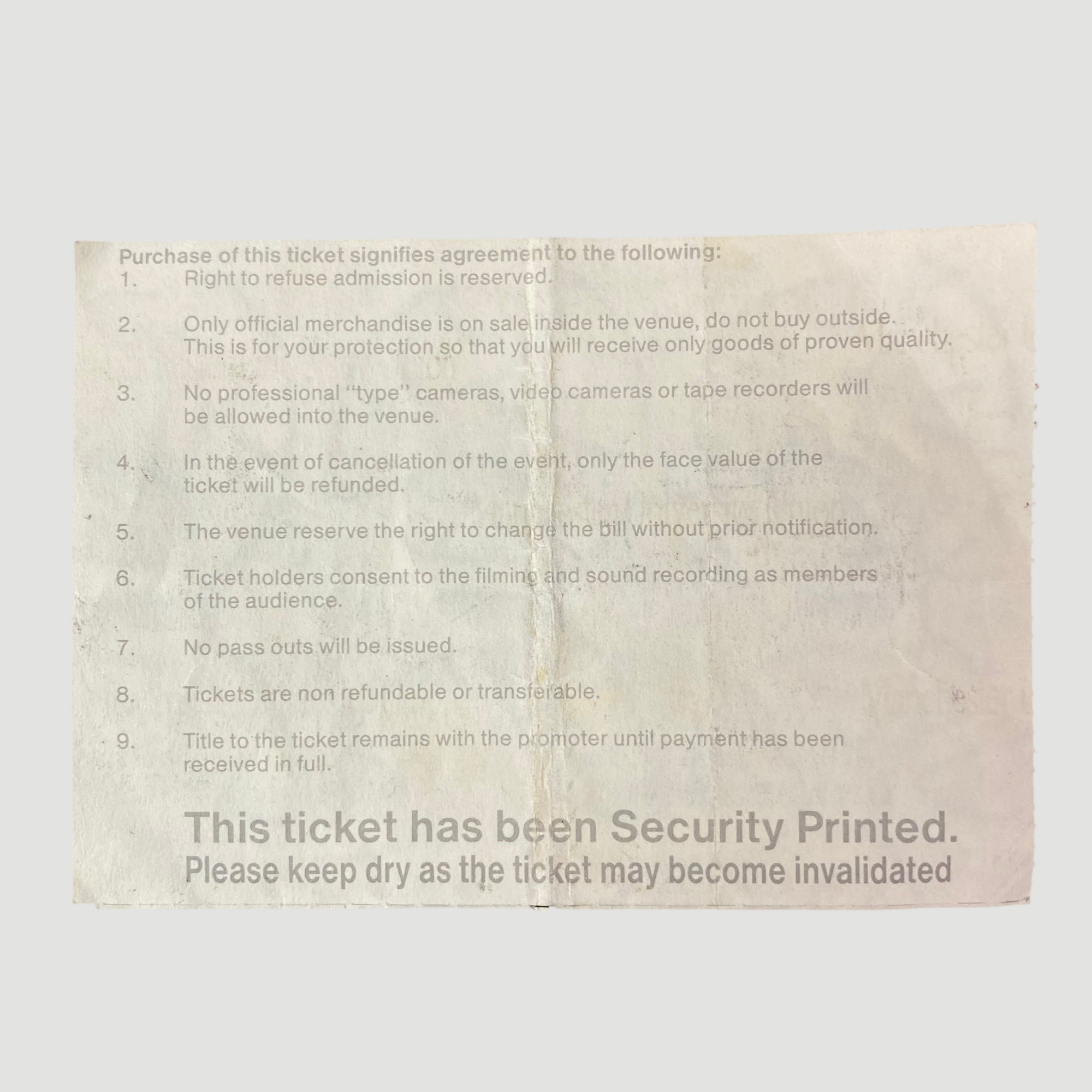 1993 Curve + Swervedriver Gig Ticket