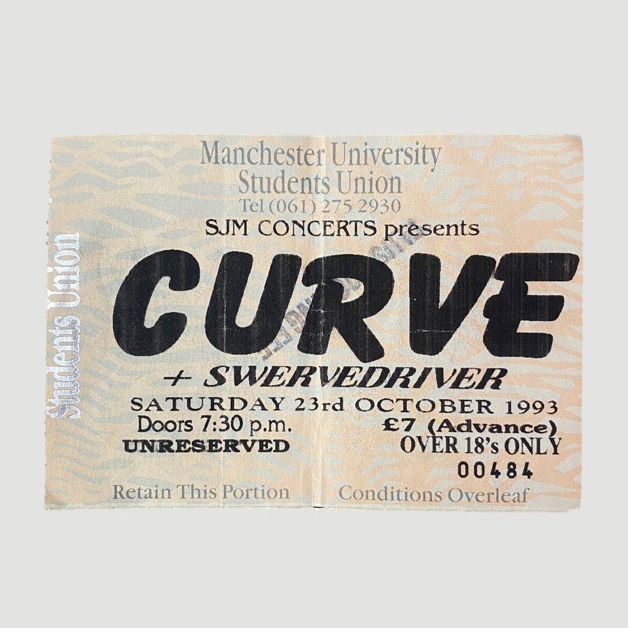 1993 Curve + Swervedriver Gig Ticket