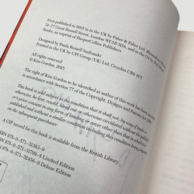 2015 Kim Gordon 'Girl In A Band' Signed Edition