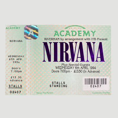 1994 Nirvana Brixton Academy Ticket