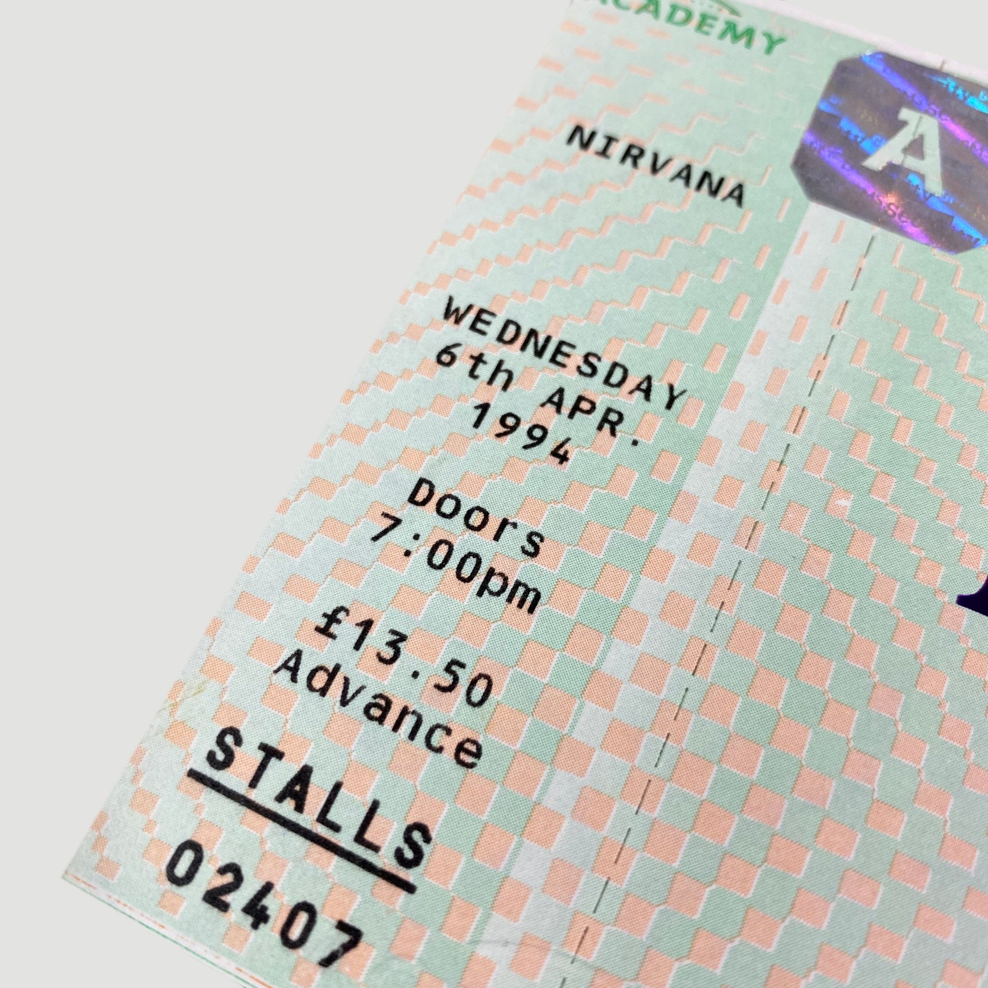 1994 Nirvana Brixton Academy Ticket