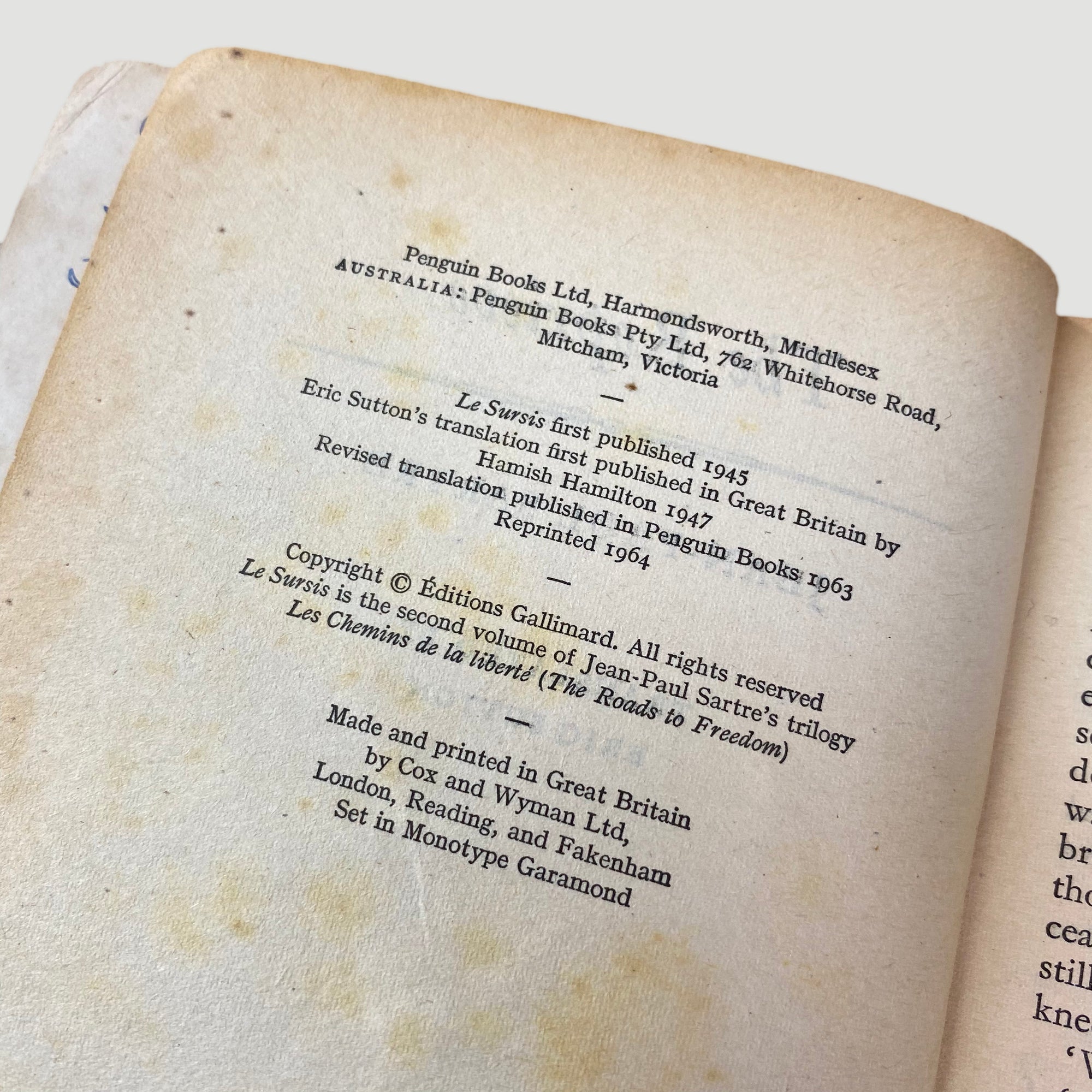 1964 Jean-Paul Sartre 'The Reprieve'