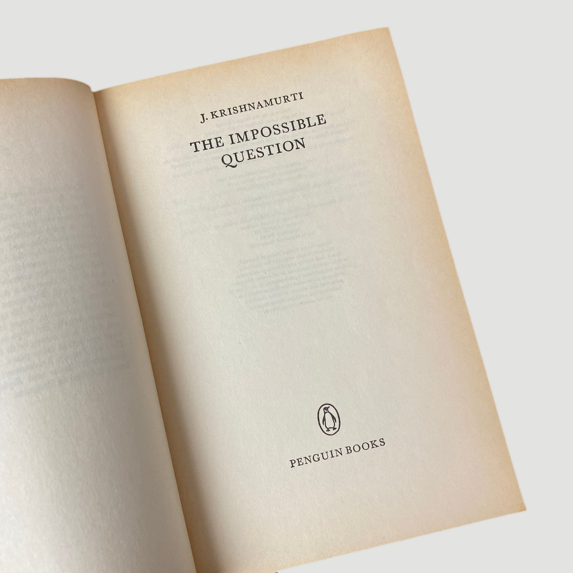 1988 Krishnamurti 'The Impossible Question'