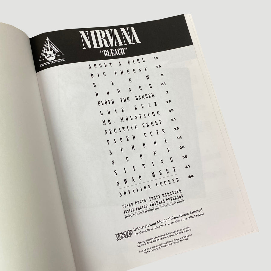 1994 Nirvana 'Bleach' Guitar Tab Book