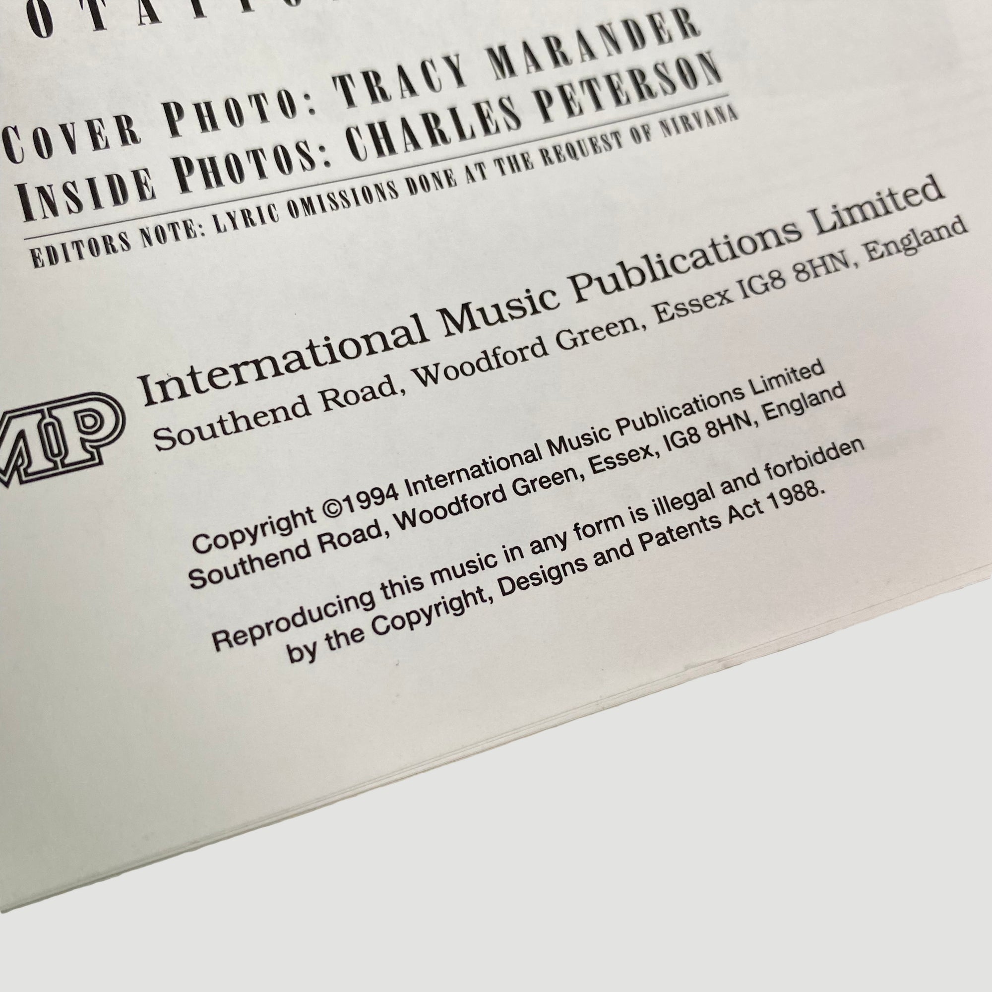 1994 Nirvana 'Bleach' Guitar Tab Book