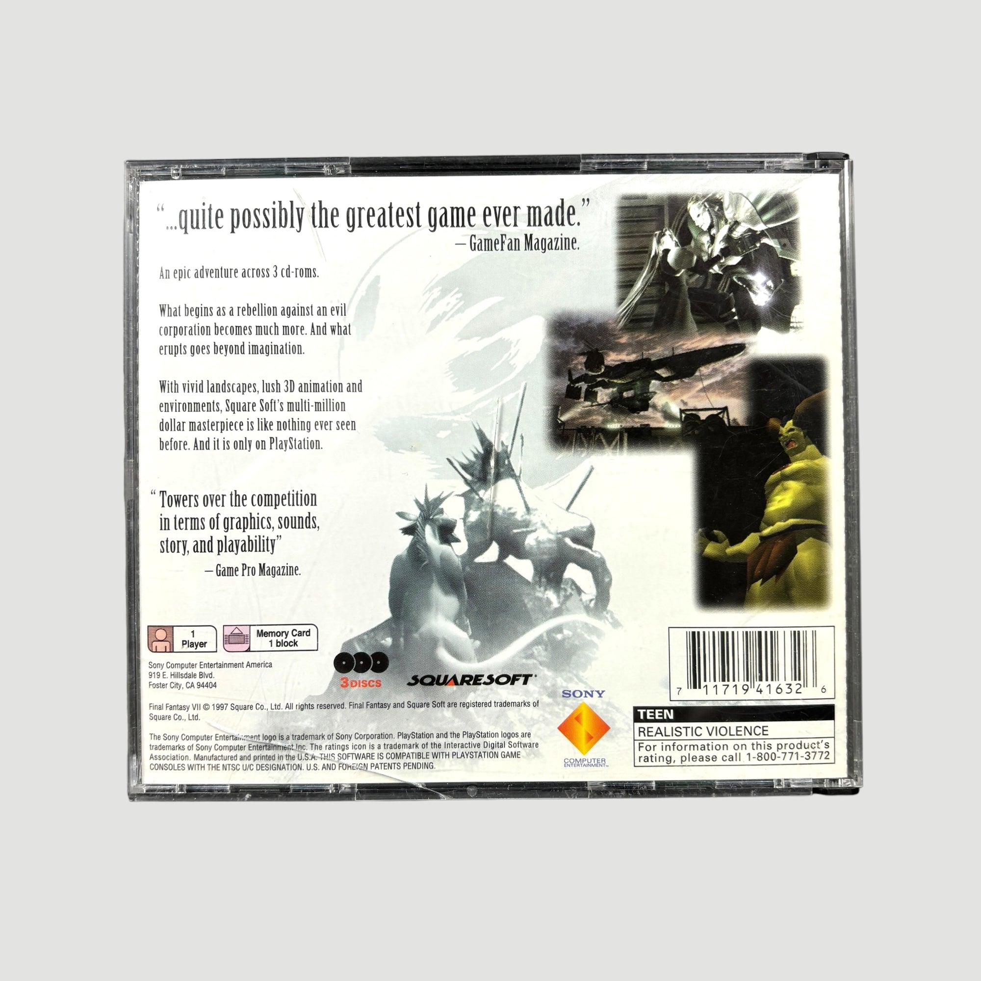 1997 Final Fantasy VII PlayStation 1 (US)