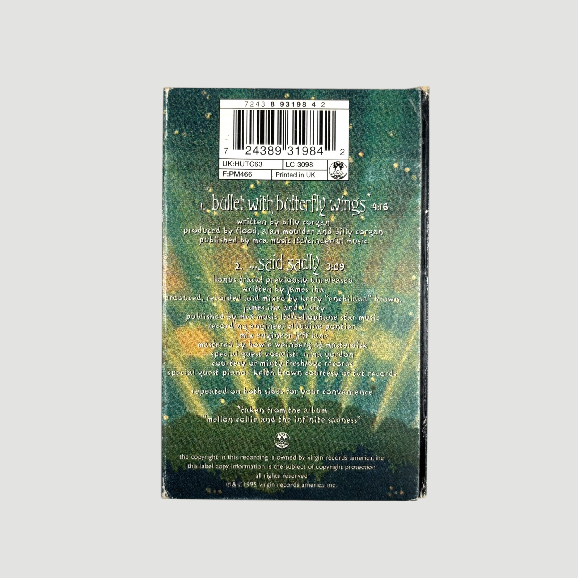 1995 The Smashing Pumpkins Bullet with Butterfly Wings UK Cassette