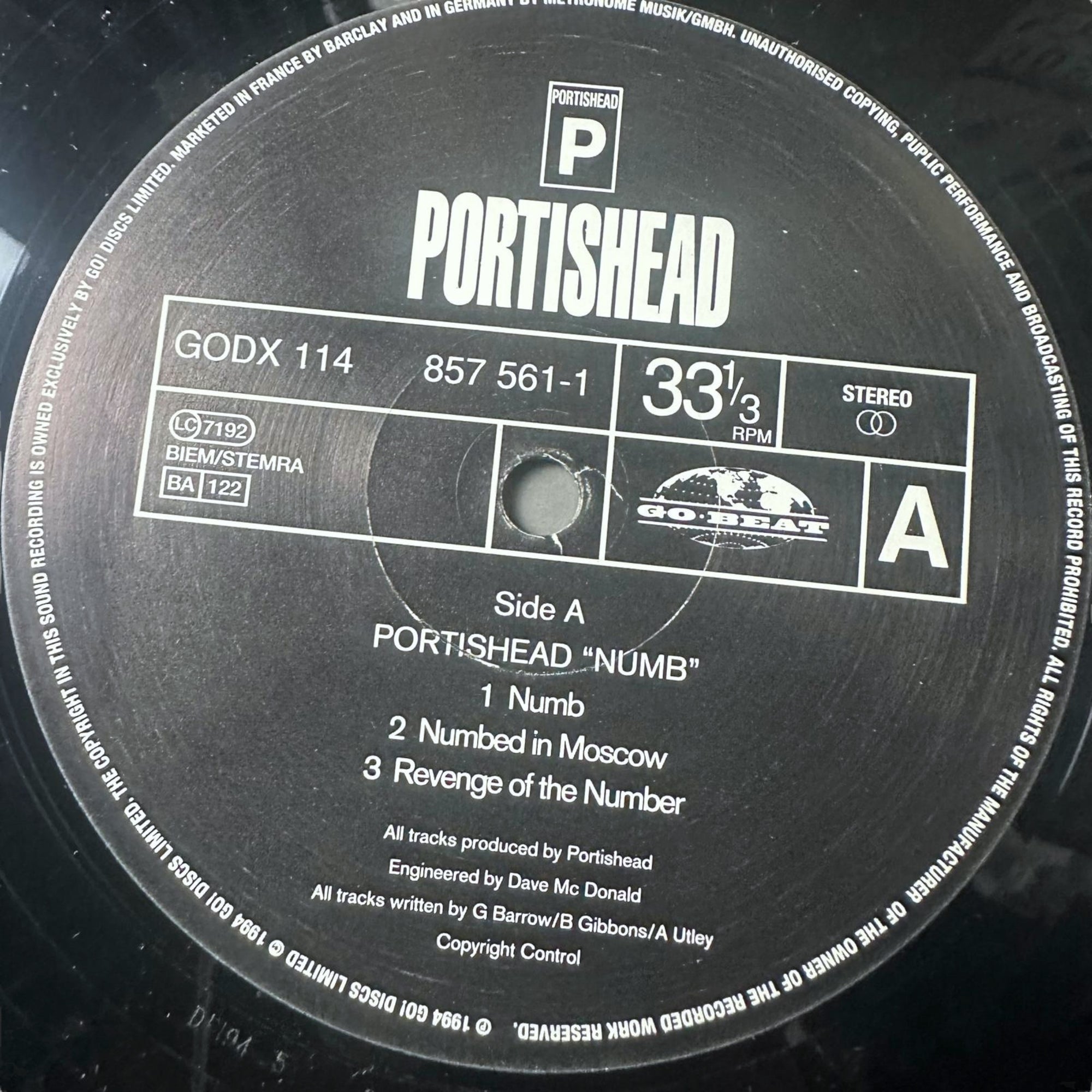 1994 Portishead 'Numb' UK 12" Single