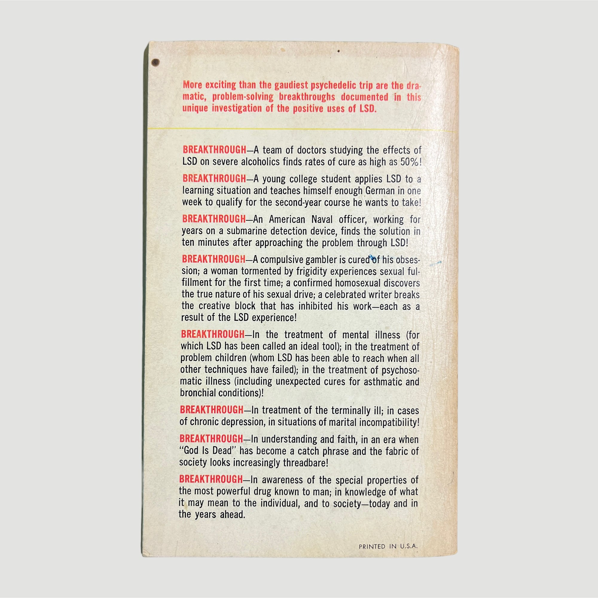 1967 LSD: The Problem Solving Psychedelic 1st Edition