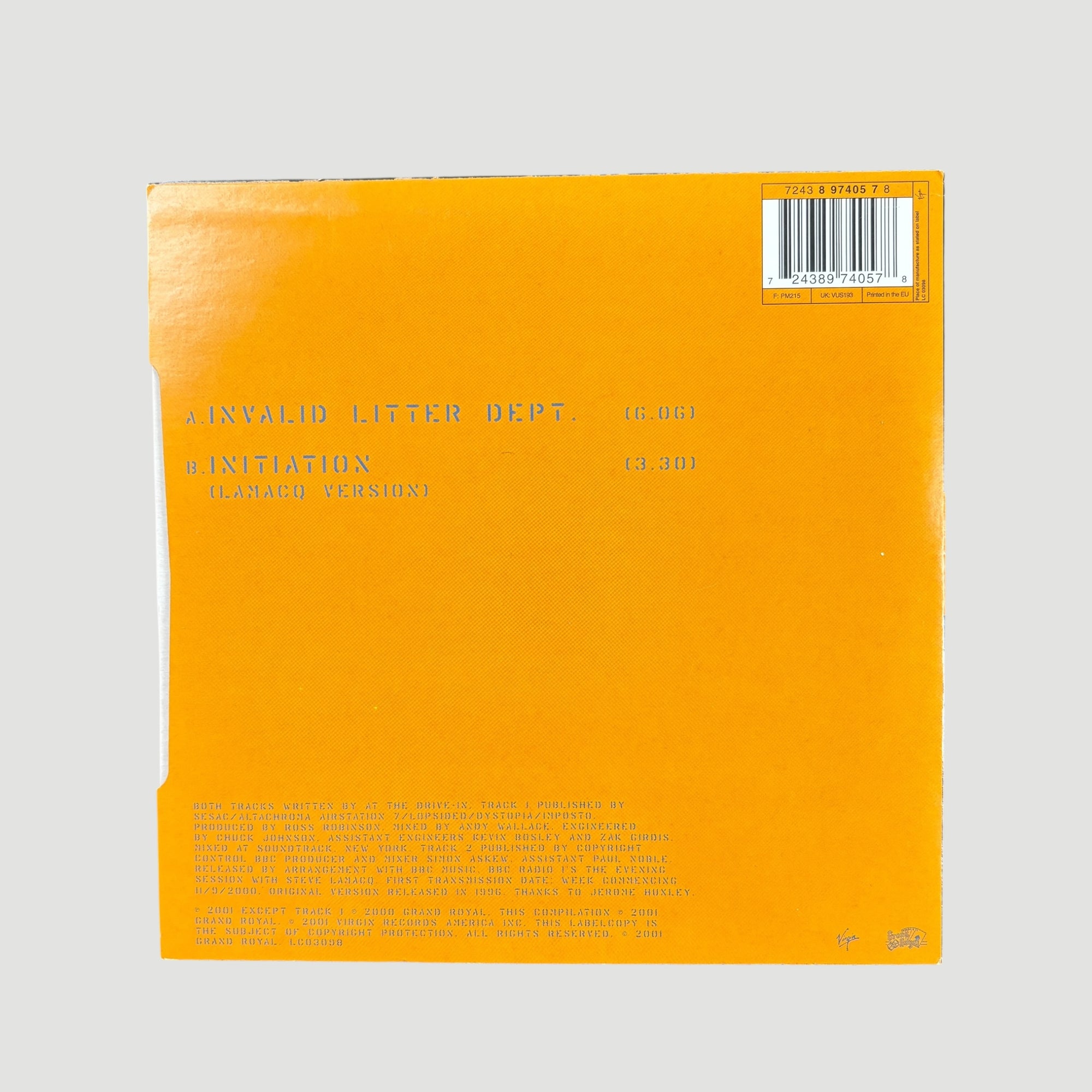 2000 At The Drive-In Invalid Litter Dept. UK 7" Single