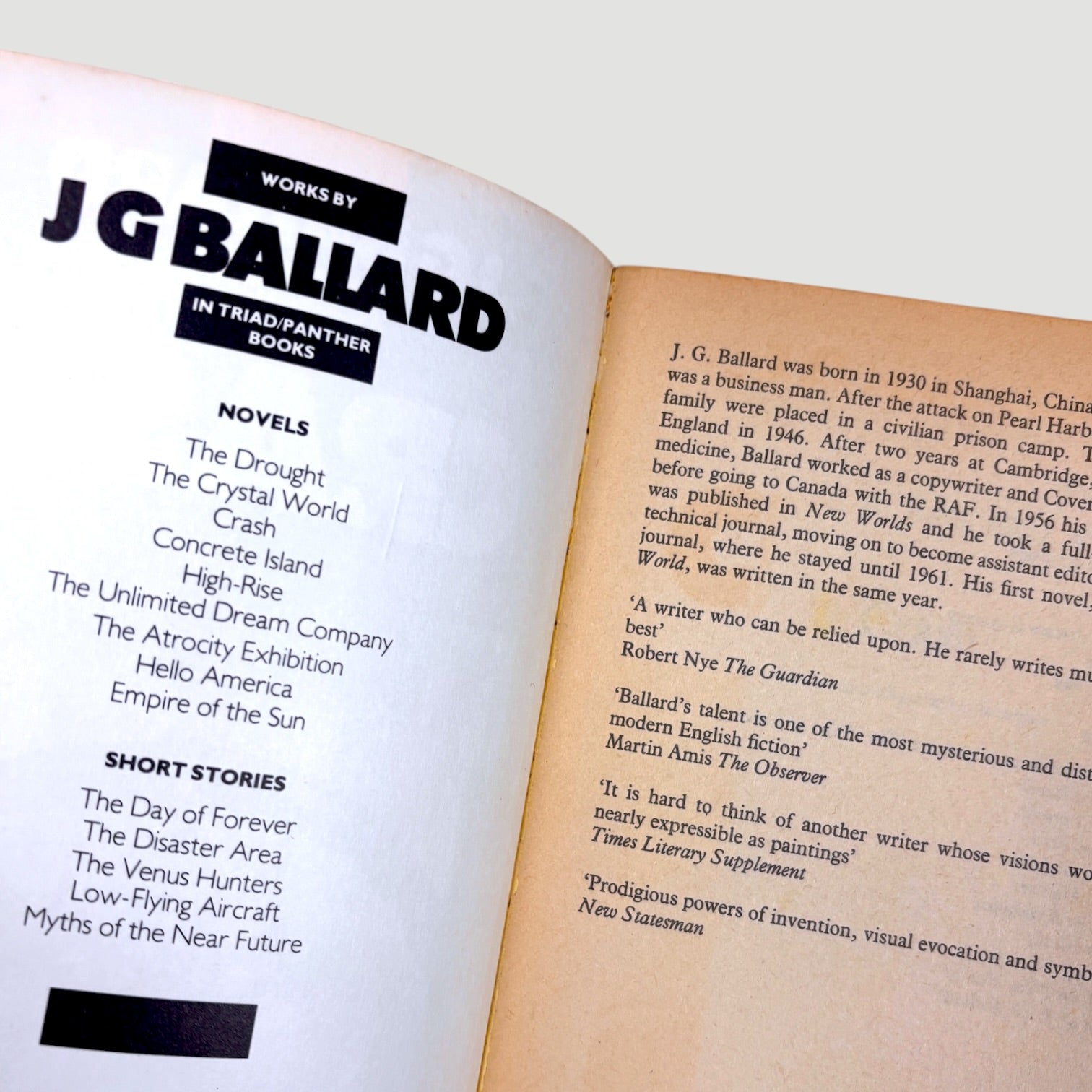 1985 Crash by JG Ballard Softback Novel