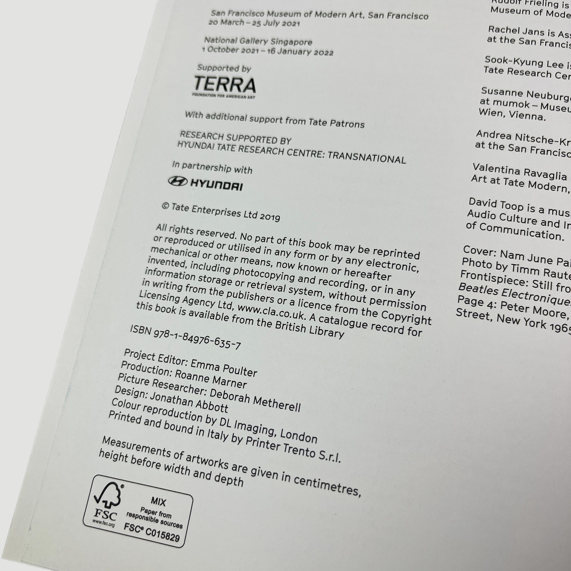 2019 Nam June Paik Tate Exhibition Book