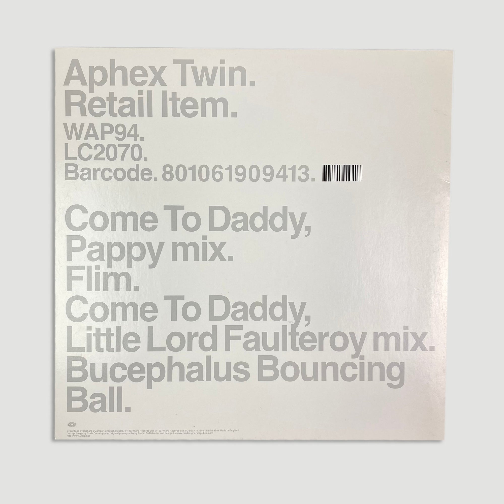 1997 Aphex Twin 'Come To Daddy' 12" 1st Press EP