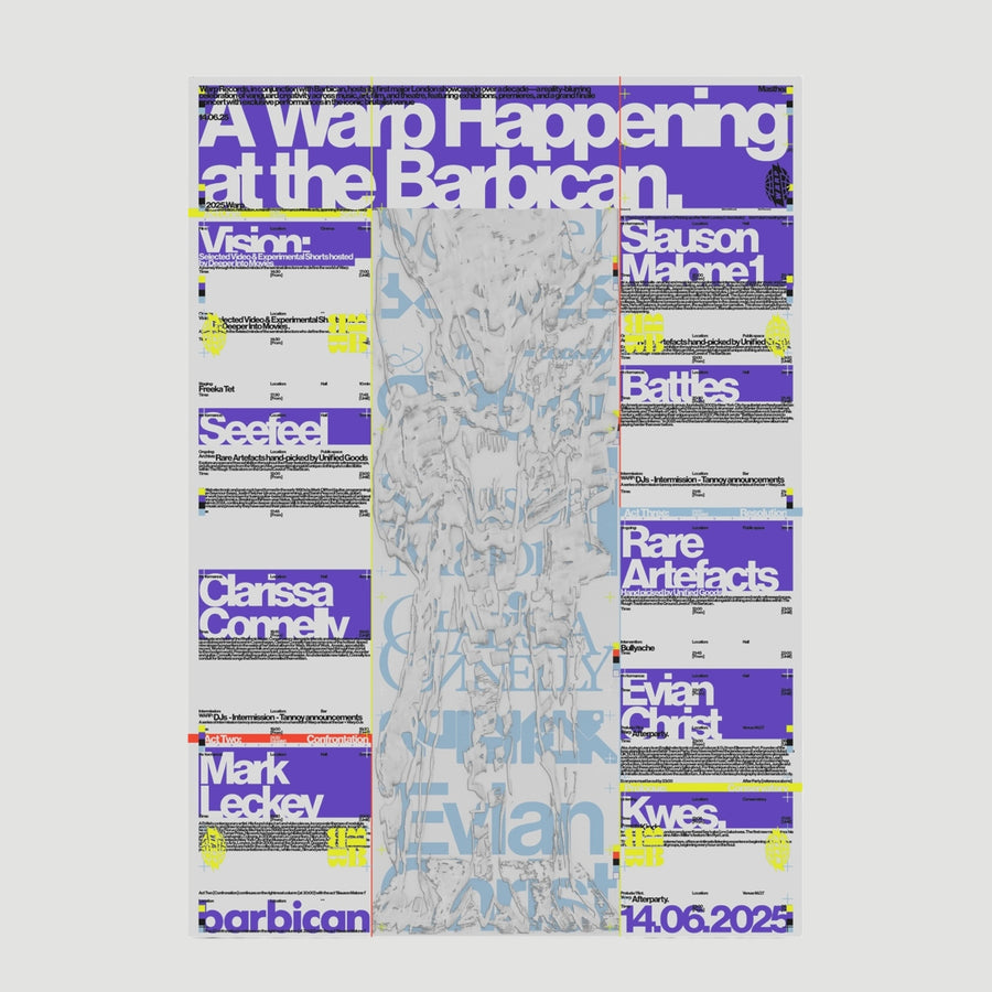 Warp Records x Barbican A Warp Happening A3 Poster