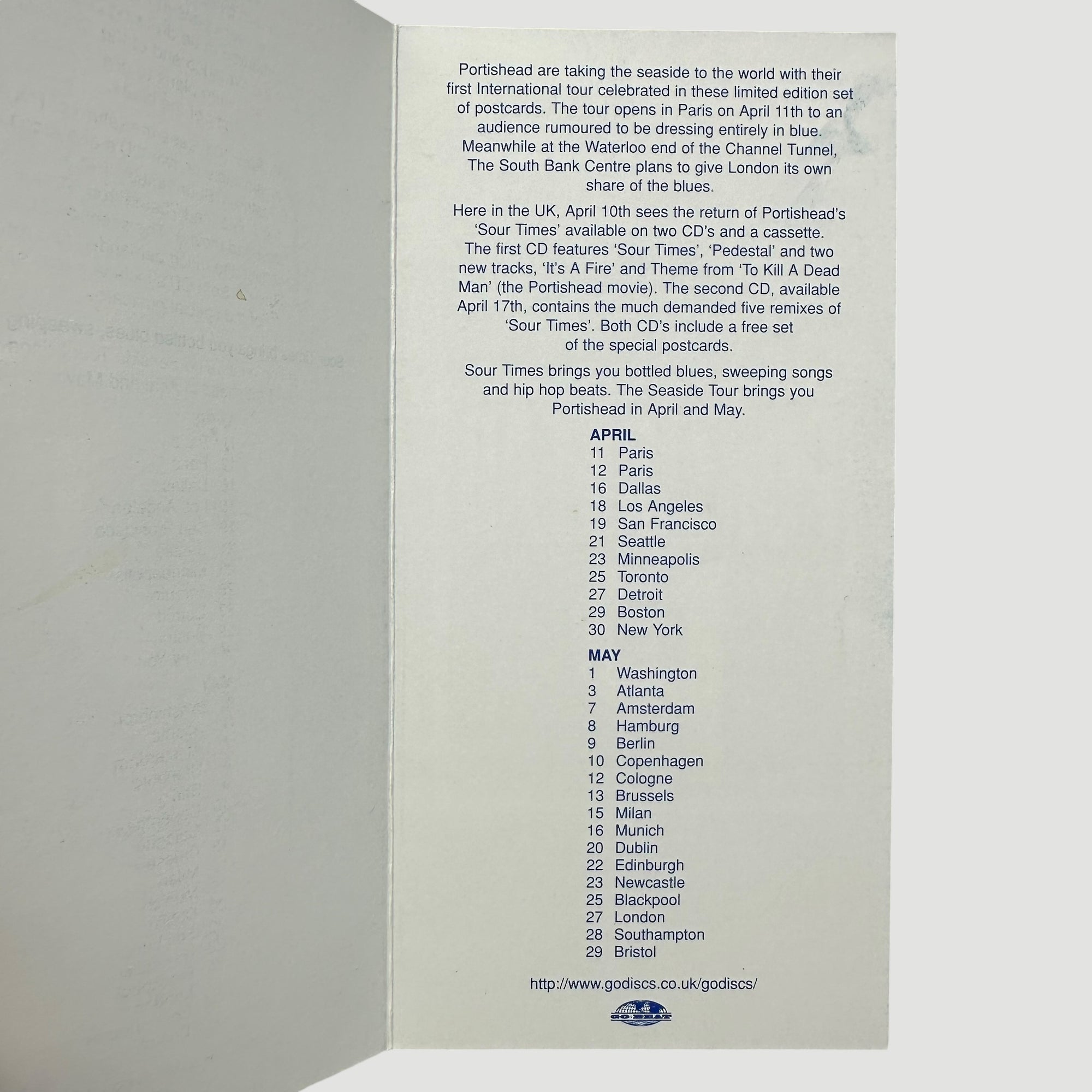 1996 Portishead 3 Postcard Set + Booklet