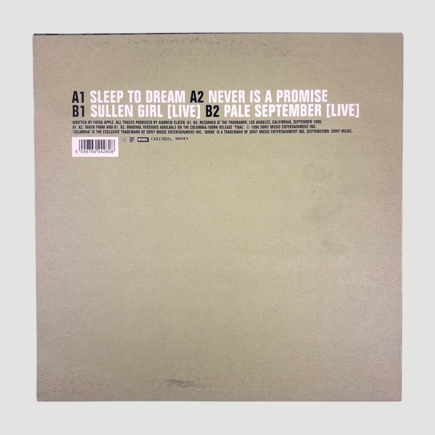 1997 Fiona Apple Sleep to Dream US 10" Single
