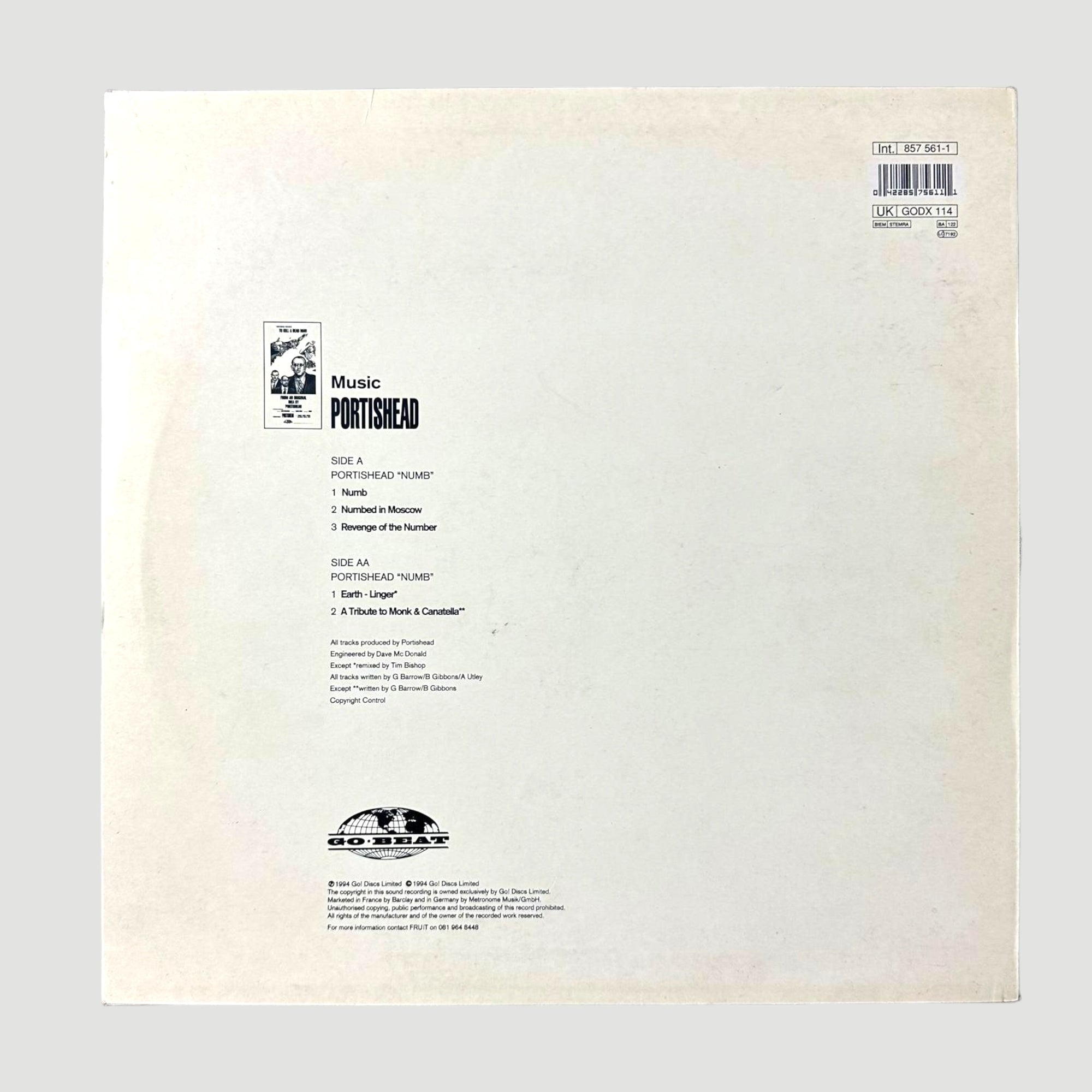 1994 Portishead 'Numb' UK 12" Single