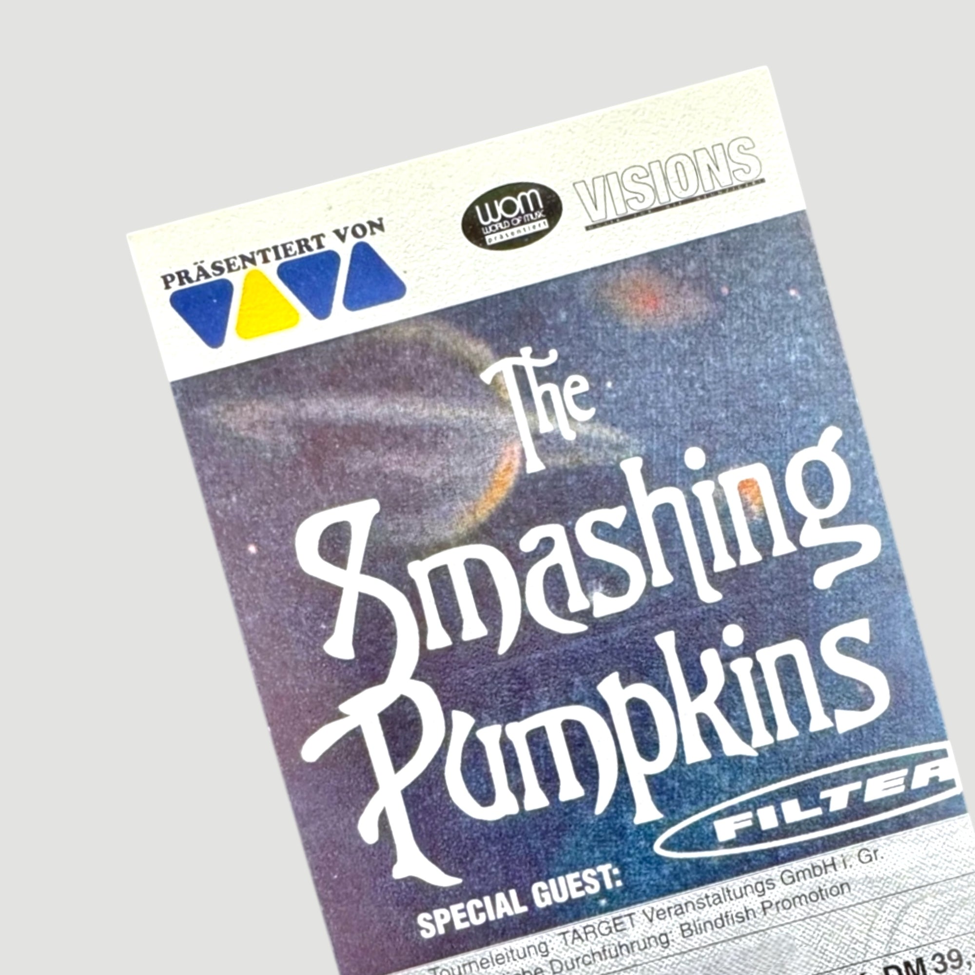 1996 The Smashing Pumpkins Euro Tour Ticket