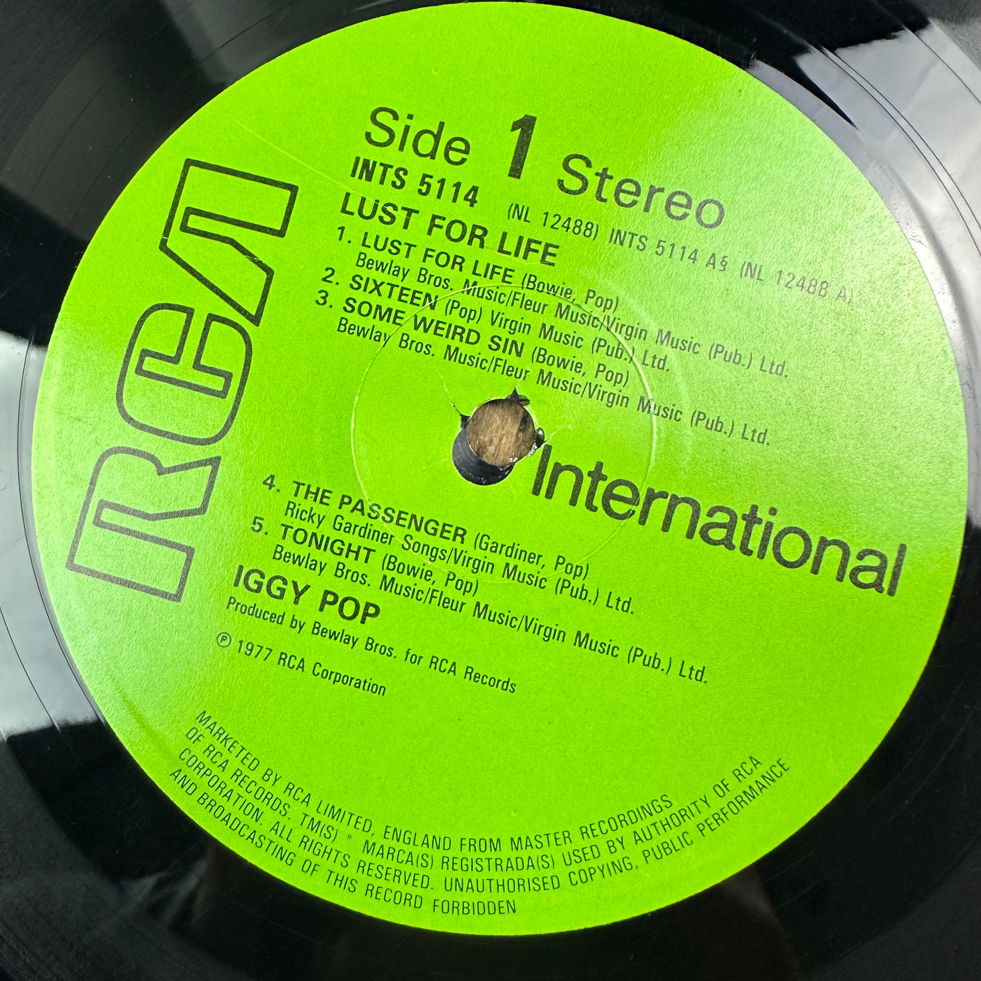 70's Iggy Pop Lust for Life Vinyl