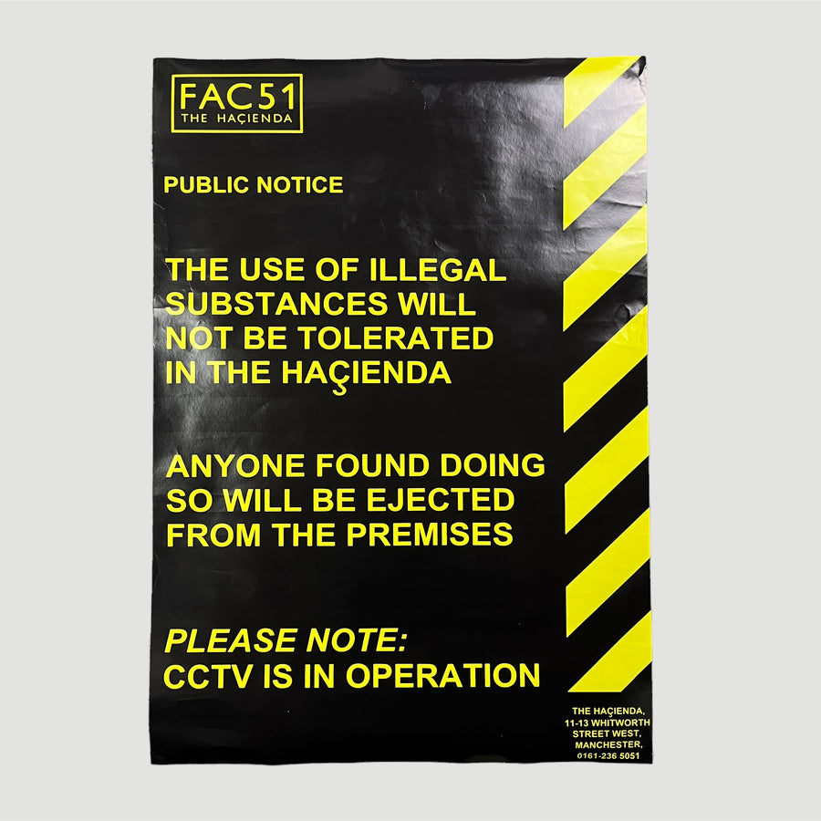 90's Hacienda Warning Poster