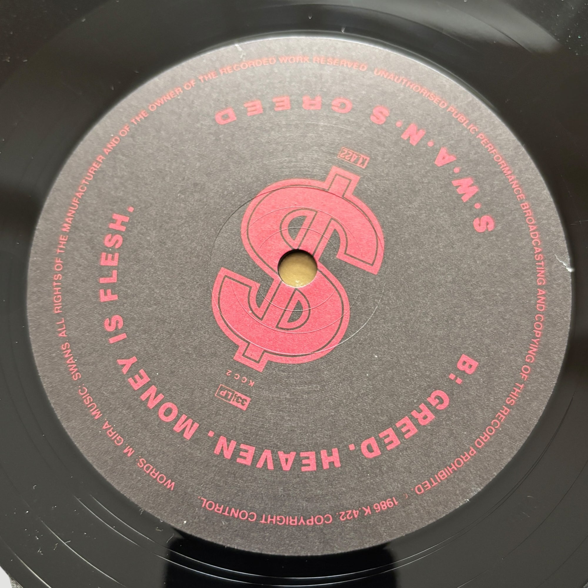 1986 Swans Greed UK 1st Press LP + Insert