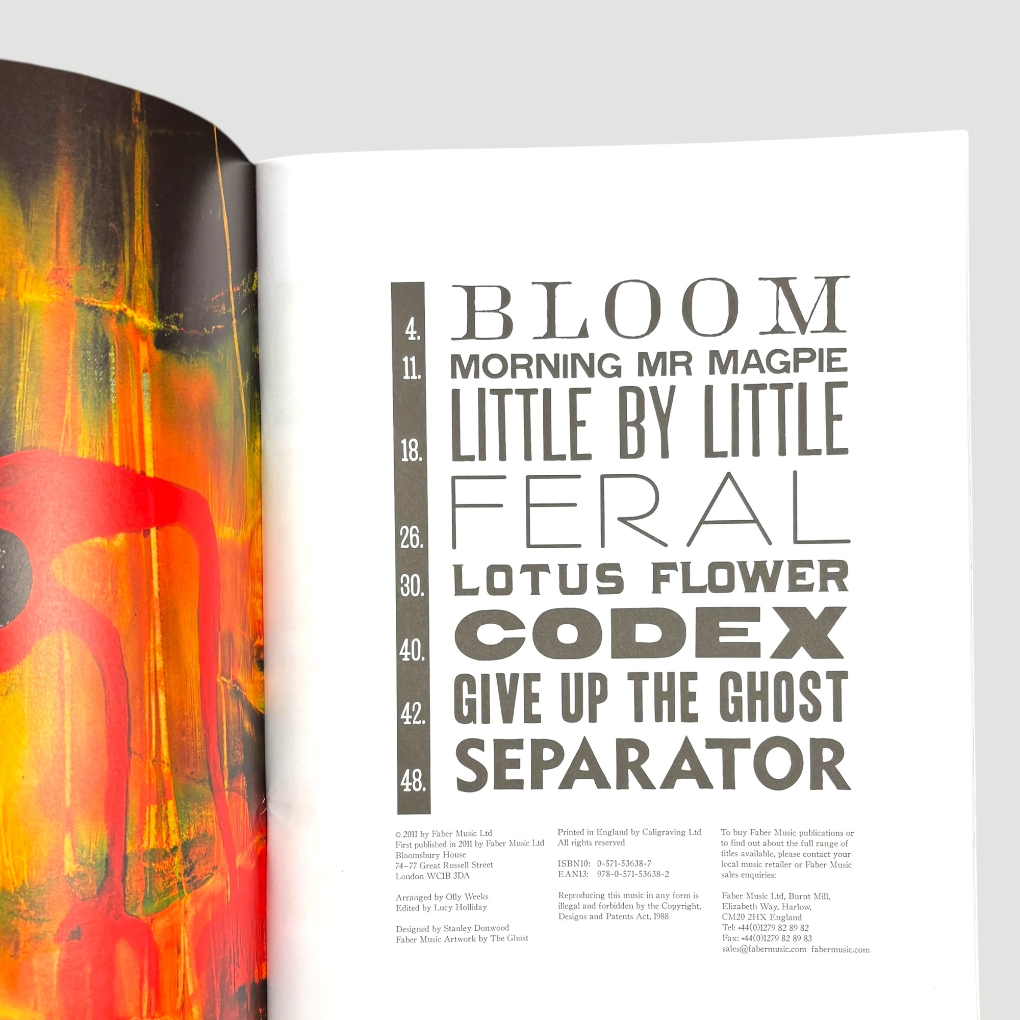 2001 Radiohead King of Limbs Piano/Guitar Songbook