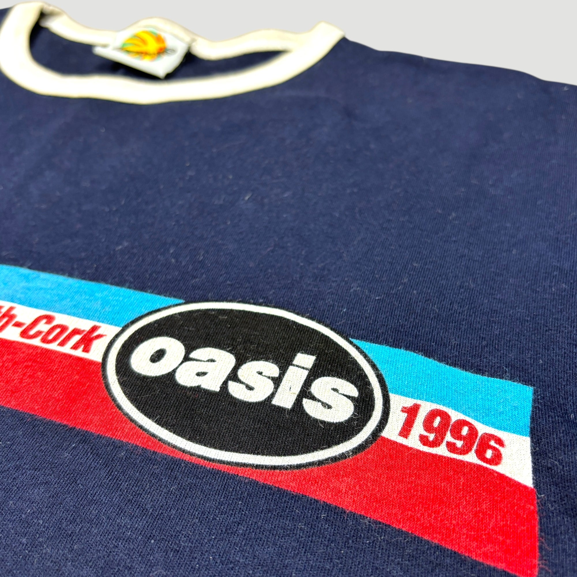 【HI FI FNK】1996 Oasis Tour Top Oasis Unisex Ringer T-Shirt: 1996 Tour Horizontal Stripes