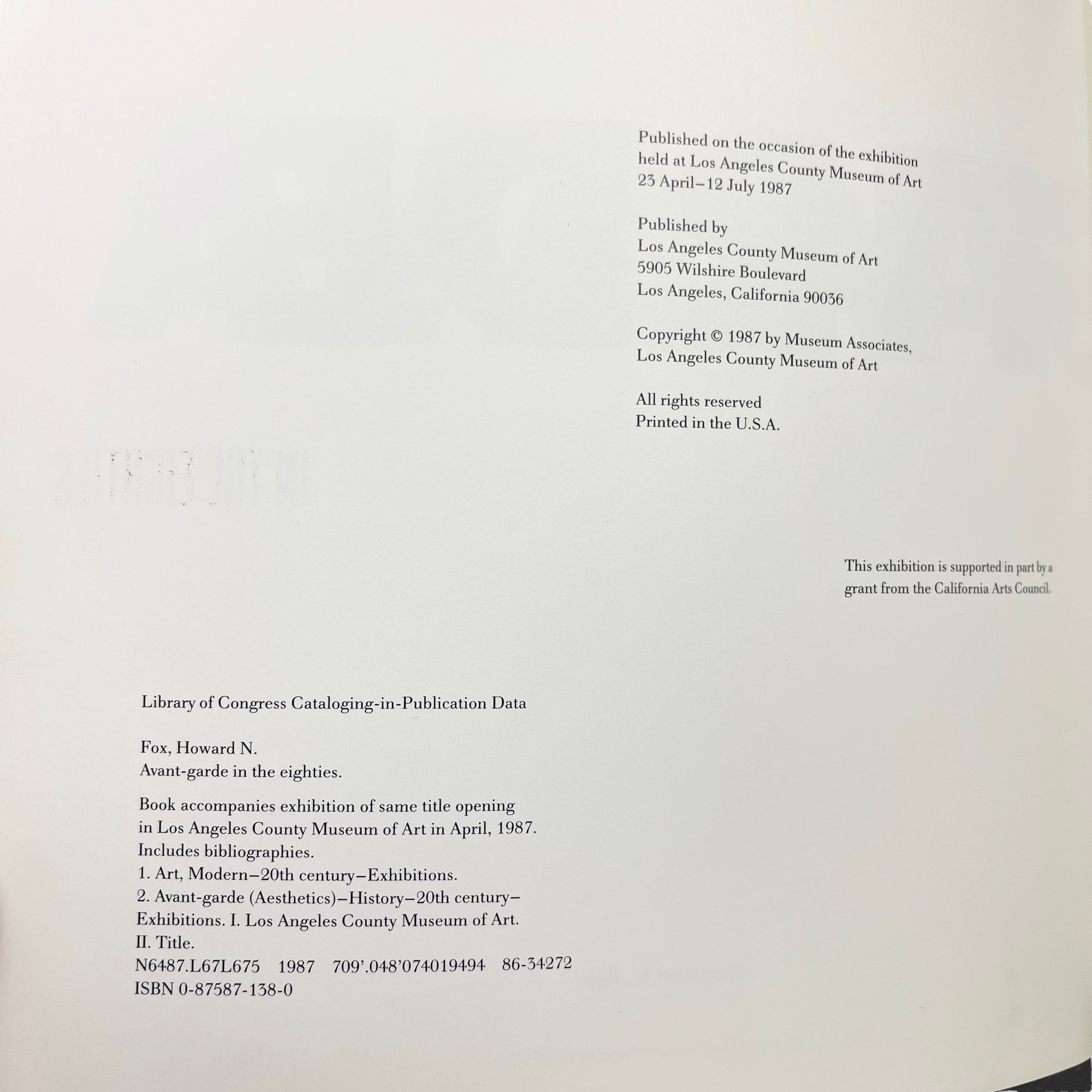 1987 Avant-Garde in the Eighties