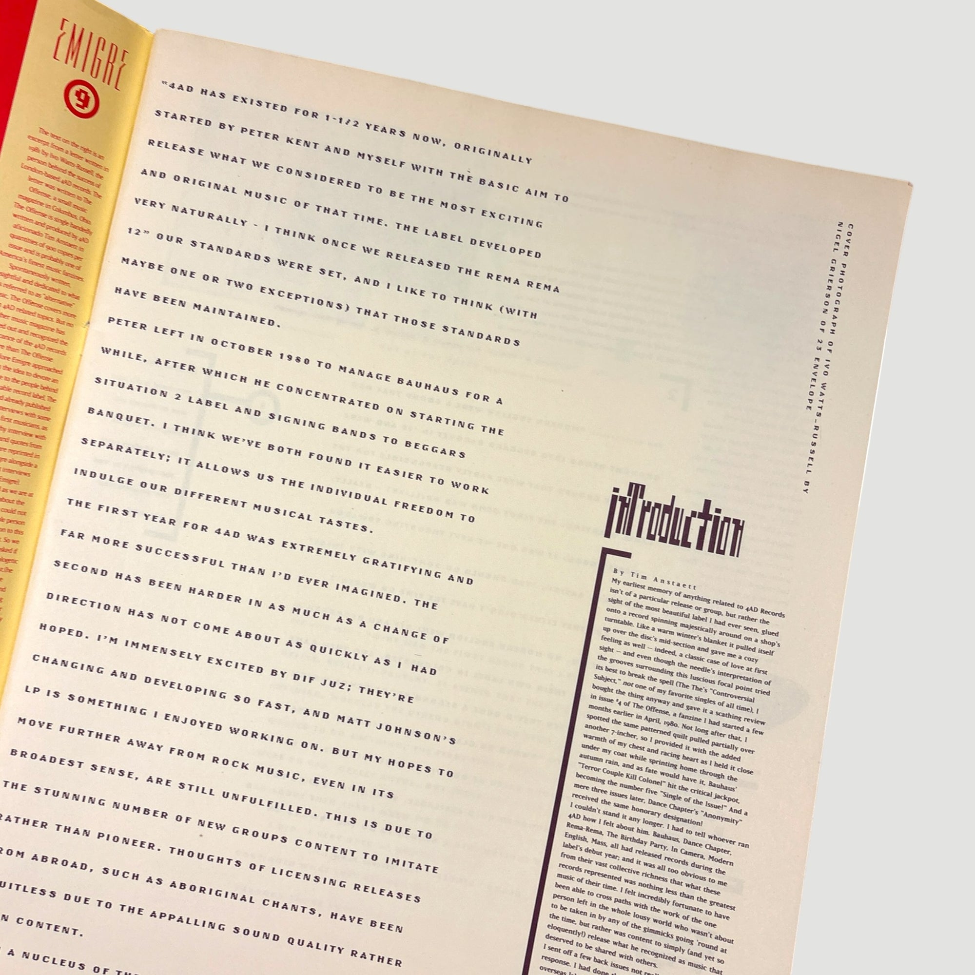 1988 Emigre Magazine 4AD Issue