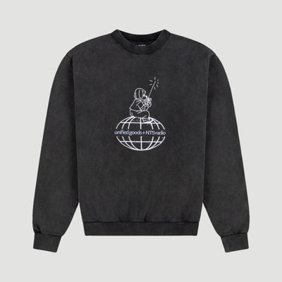 NTS x UG Dog Globe Embroidered Charcoal Sweat