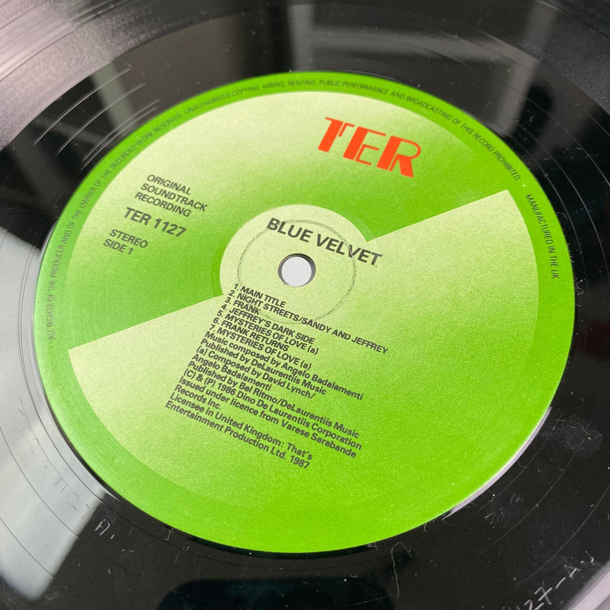 1987 Blue Velvet OST Vinyl LP