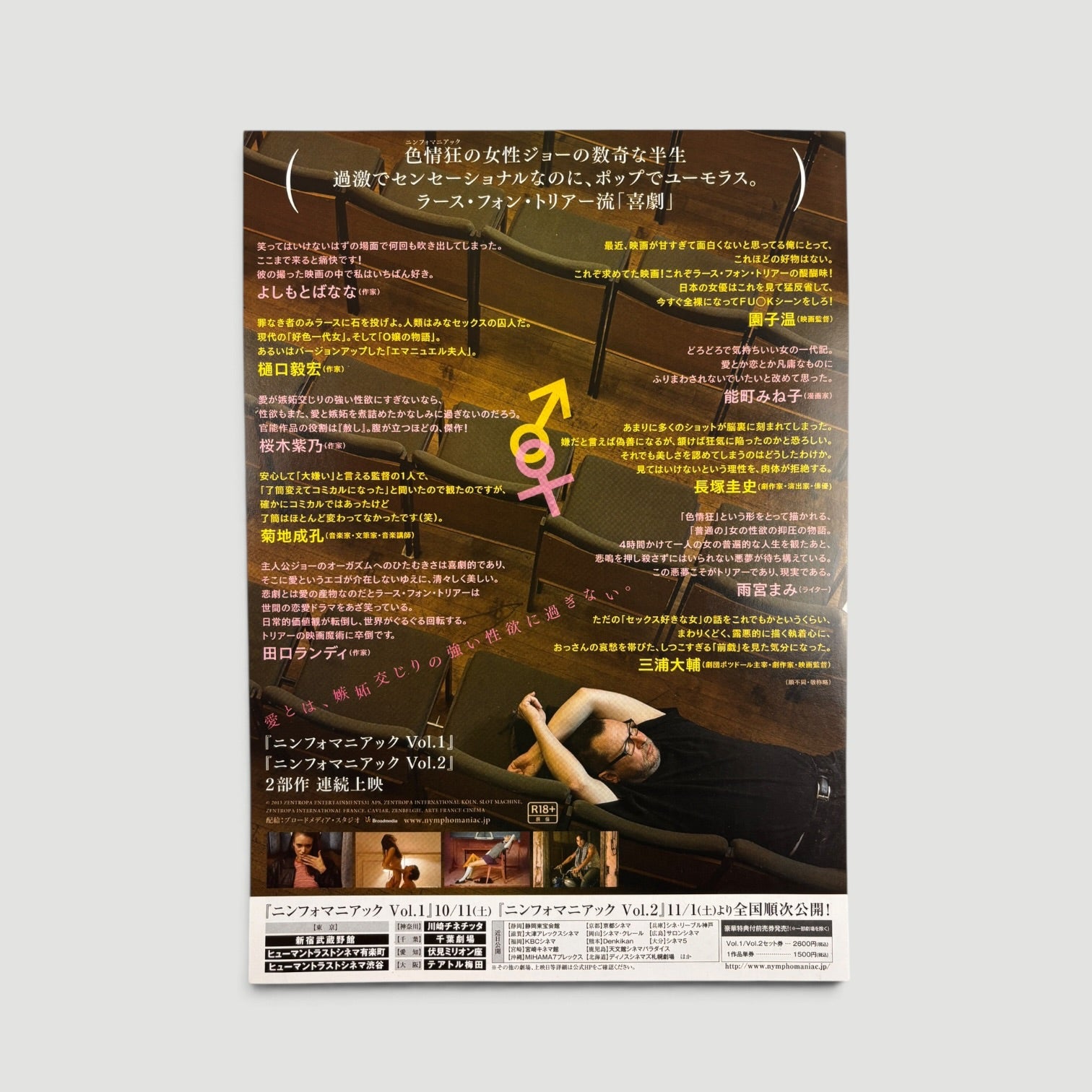 2013 Nymphomaniac: Volume 1 & Volume 2 Japanese Chirashi Poster